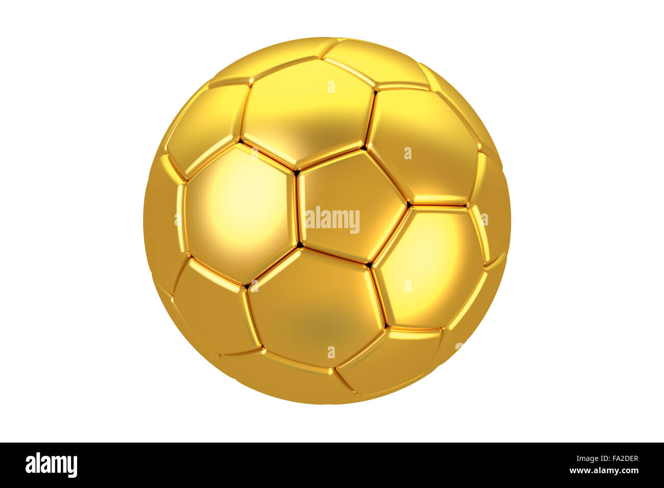 goldenen Fußball isoliert auf weißem Hintergrund Stockfoto