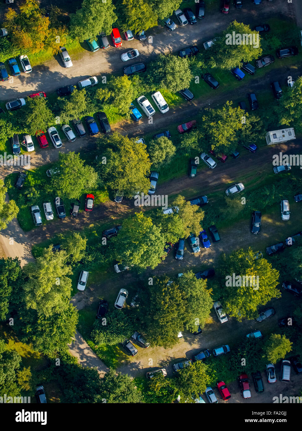 Luftaufnahme, camping auf der Südseite, Strand Südstrand, Unterbacher See, Südstrand, Baden, Baden, Düsseldorf, Stockfoto