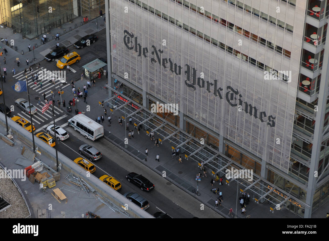 Eine tagsüber Luftaufnahme der New York Times Tower. Stockfoto