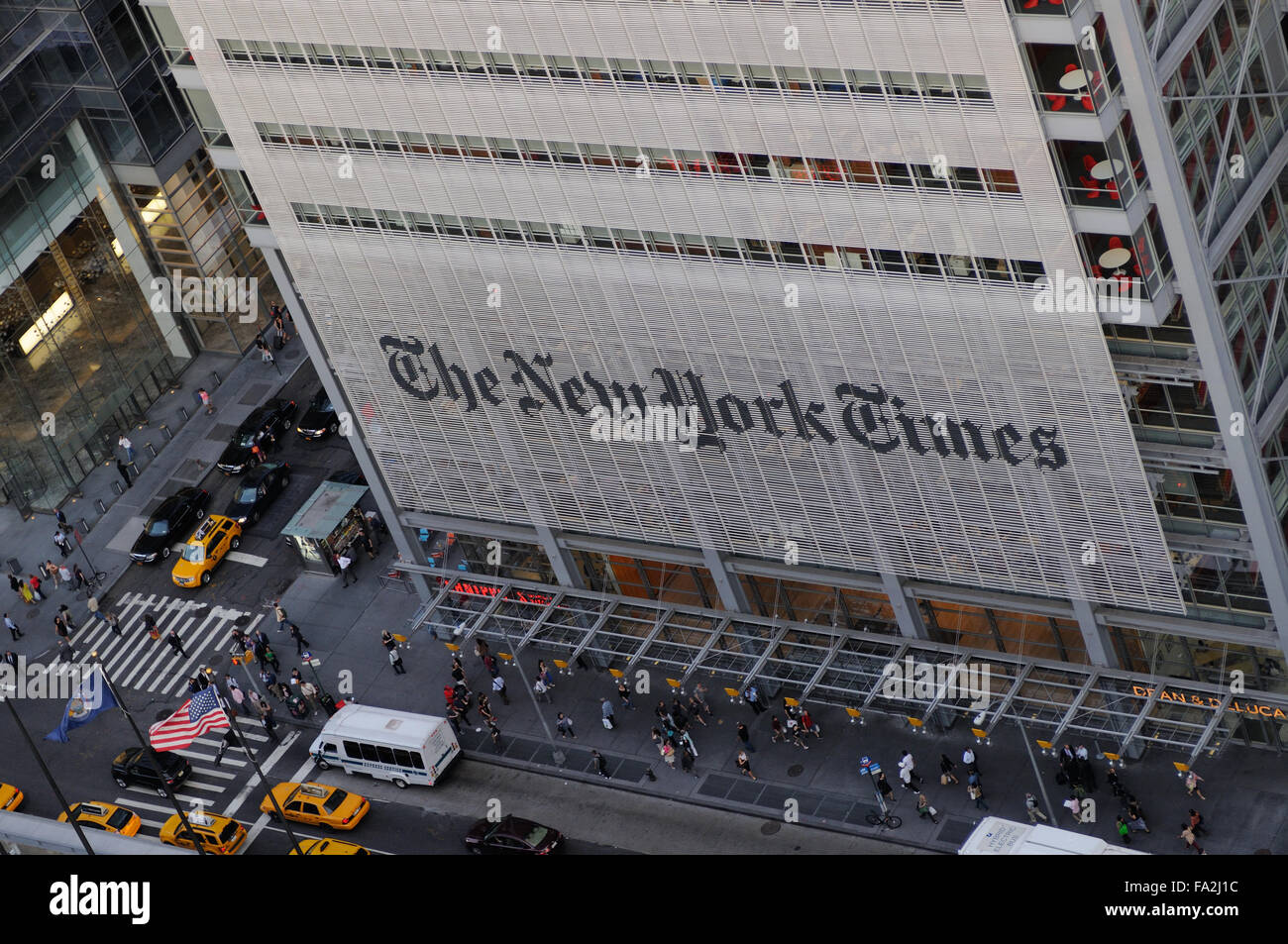 Eine tagsüber Luftaufnahme der New York Times Tower. Stockfoto
