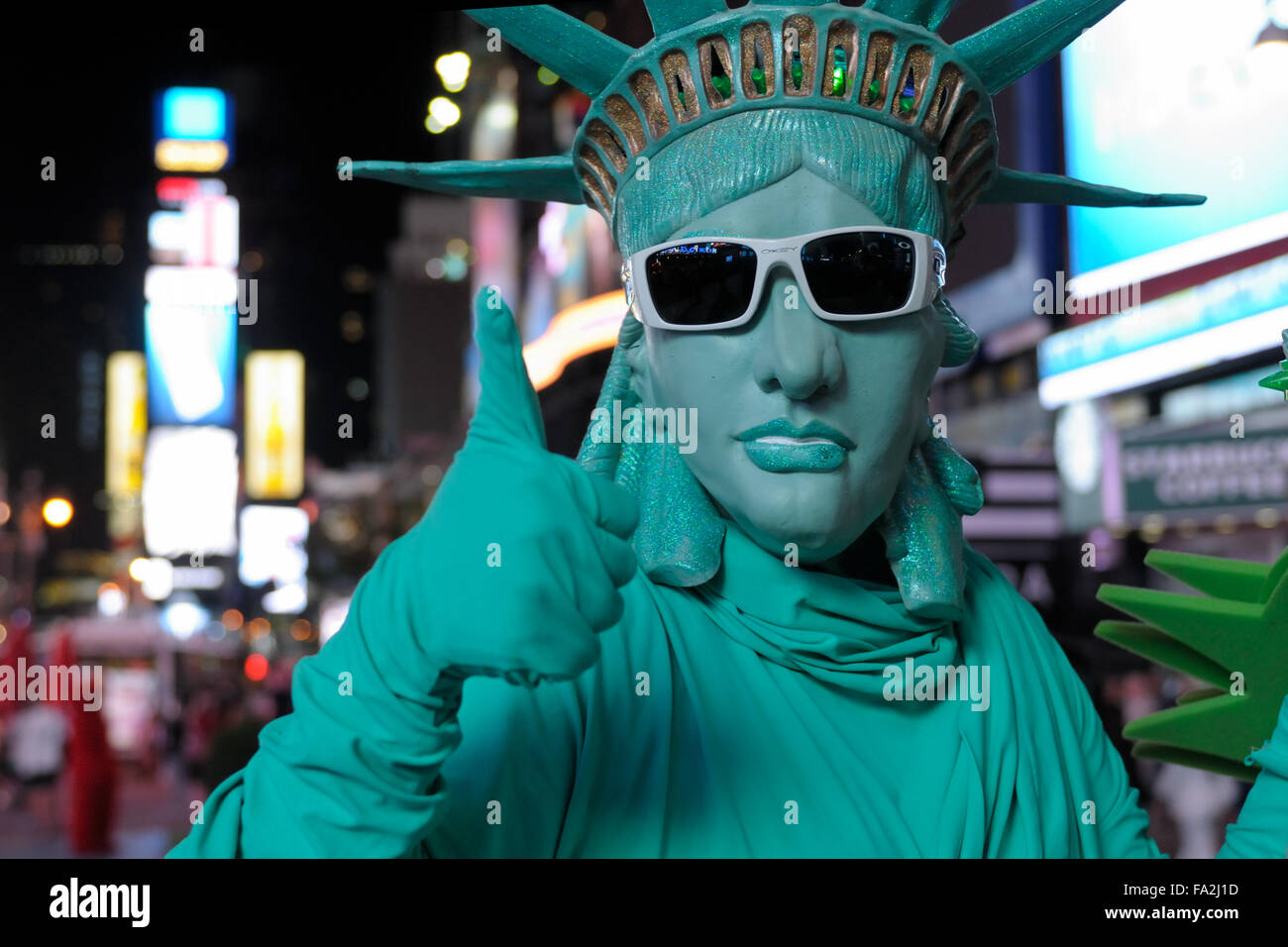 Die Freiheitsstatue, Times Square, New York, New York. Stockfoto
