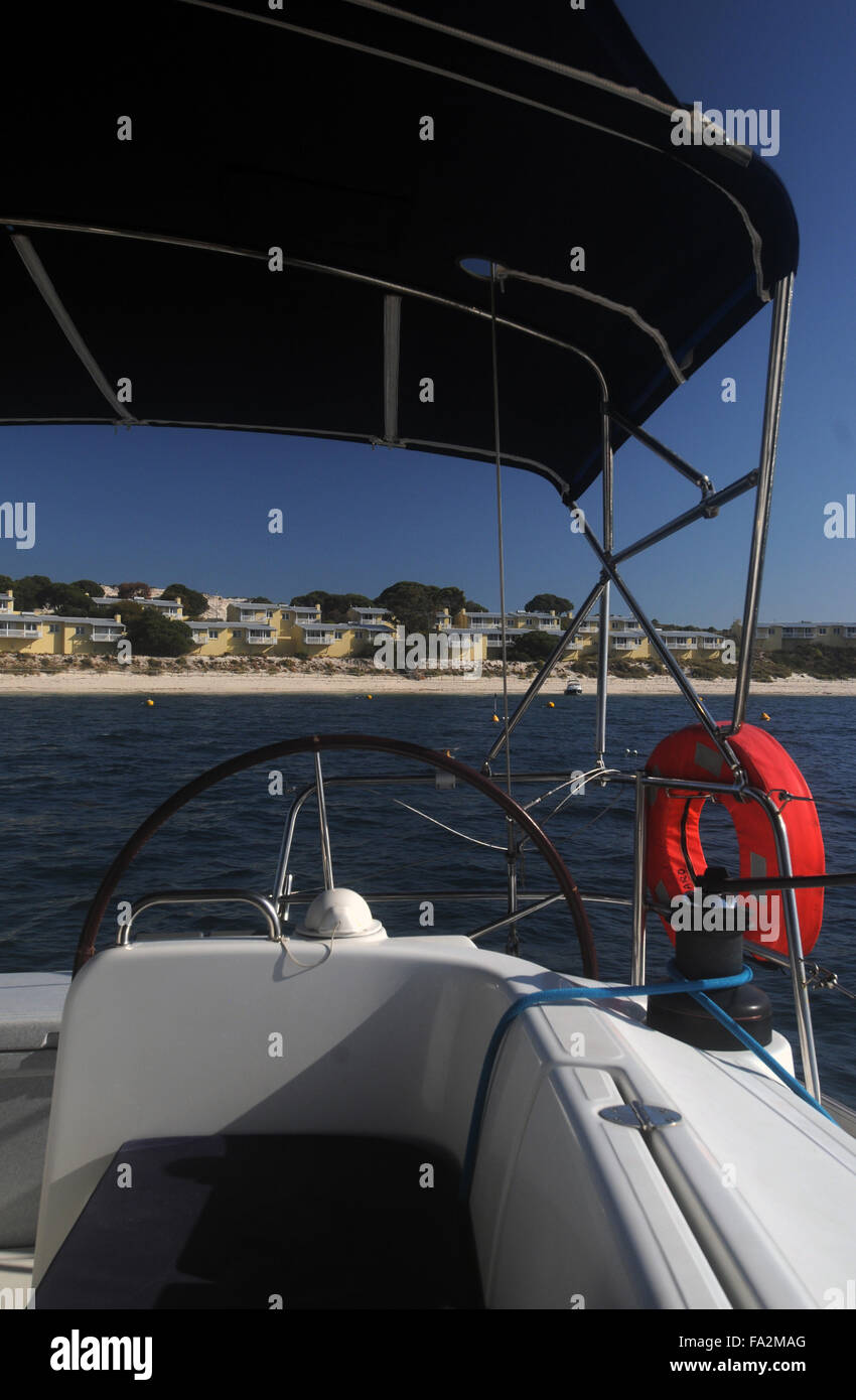 Geordie Bay angesehen von festgemachten Yacht, Rottnest Island, Western Australia. Keine PR Stockfoto