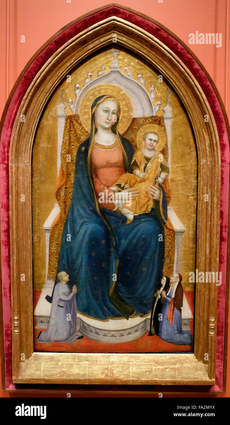 Mann der Schmerzen mit der Jungfrau Maria, Johannes und einem Spender - Don Silvestro dei Gherarducci - ca. 1365 zugeschrieben Stockfoto