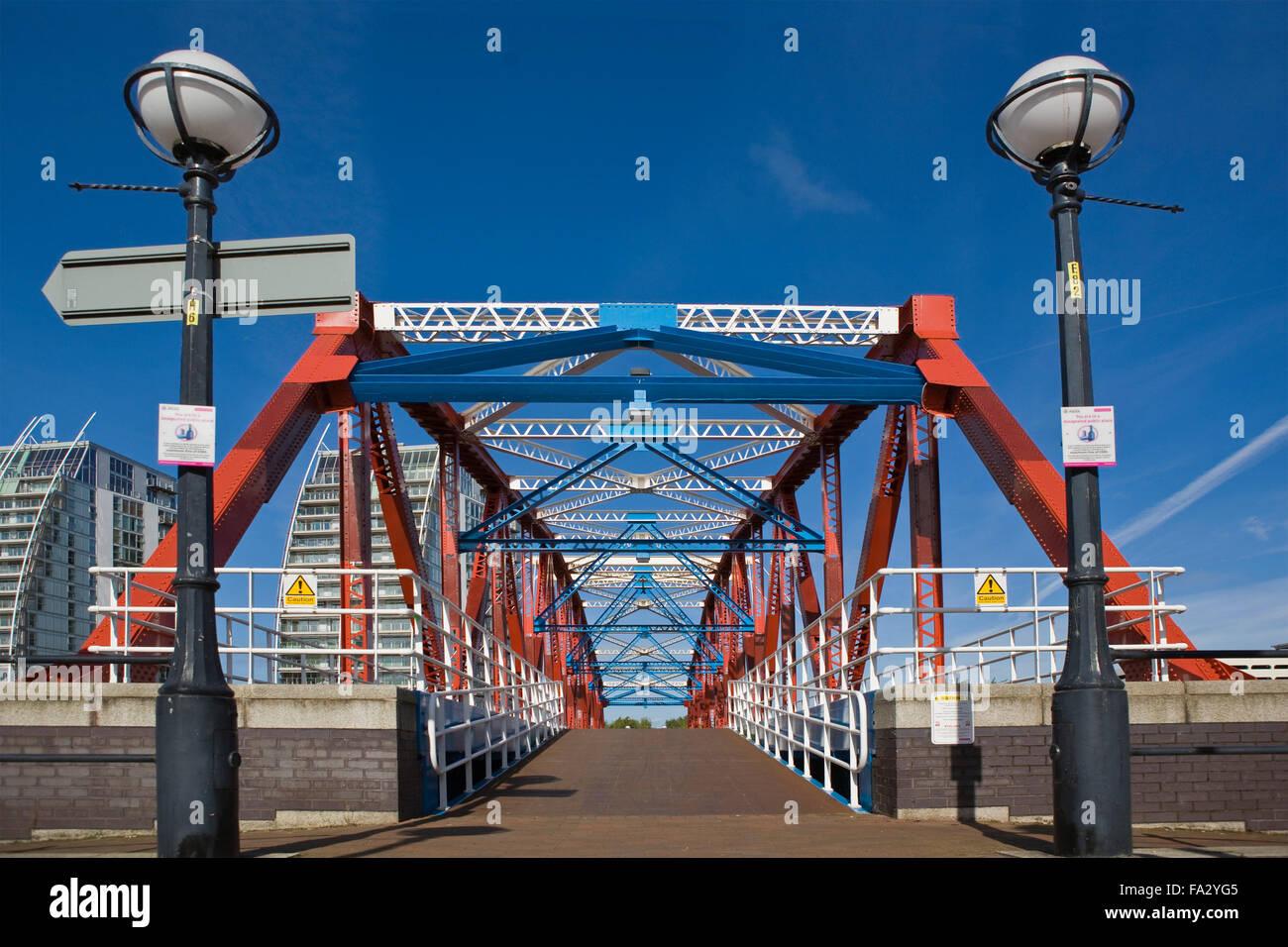 Brücke Salford Quays Manchester Stockfoto