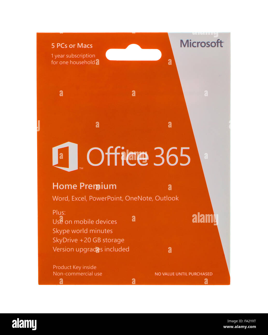 Microsoft Office 365 Home Premium auf einem weißen Hintergrund Stockfoto