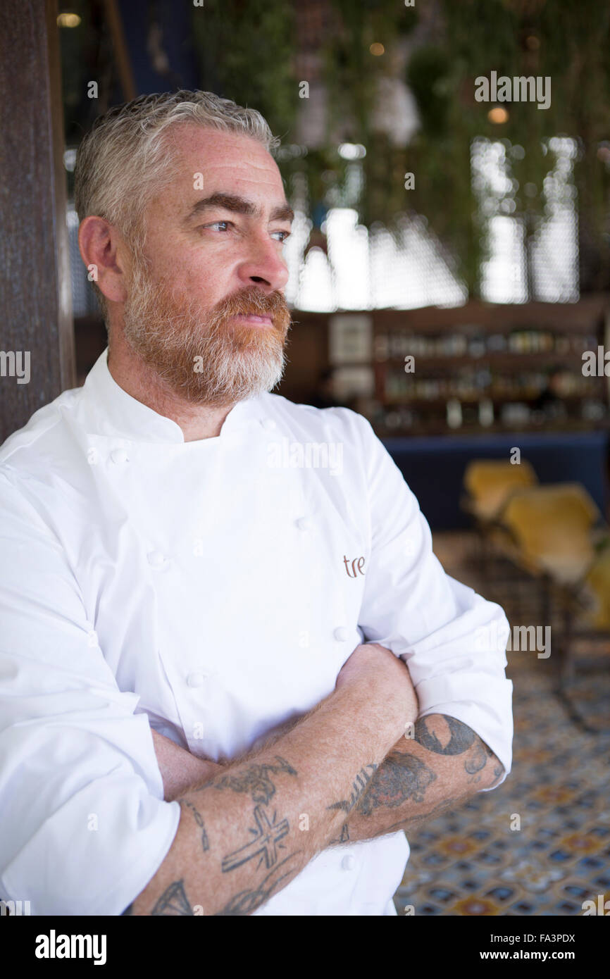 Brasilianische Sternekoch und Inhaber der DOM und Dalva e Dito Restaurants in Sao Paulo, Alex Atala Stockfoto