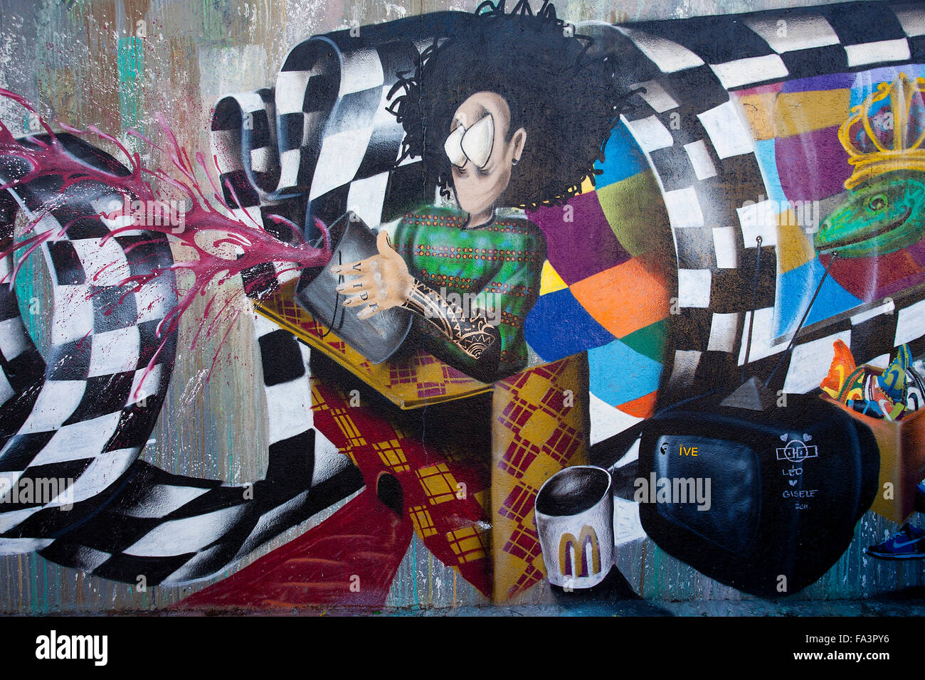 Graffiti im Beco tun Batman (Batman Alley) in Vila Madalena, São Paulo Stockfoto