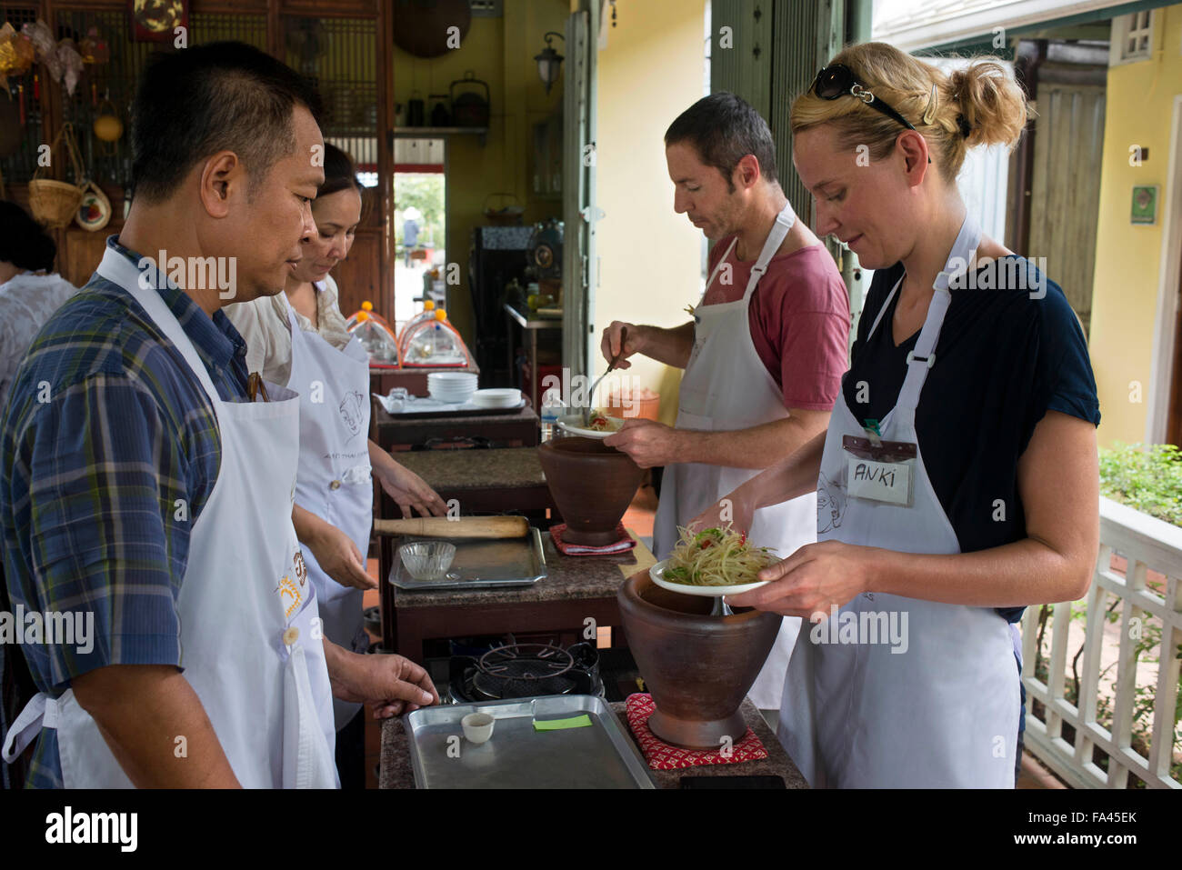 Amita Thai Kochschule. Bangkok. Thailand. Amita Thai Cooking Class befindet sich in der Landschaft des Flusses Chao Phraya, Stockfoto