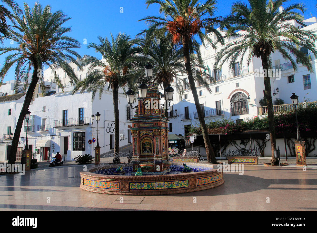 Plaza de Espana, Vejer De La Frontera, Provinz Cadiz, Spanien Stockfoto