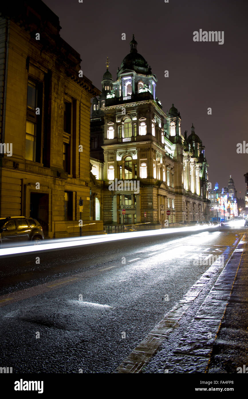 Glasgow City Chambers in der Nacht Stockfoto