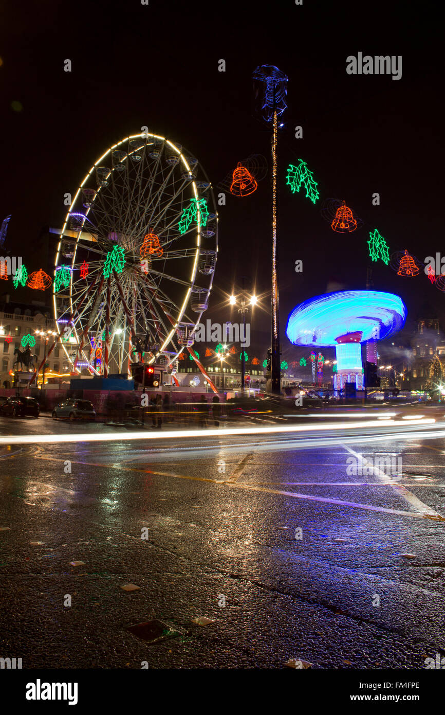 George Square, Glasgow - Weihnachten bei Nacht Stockfoto