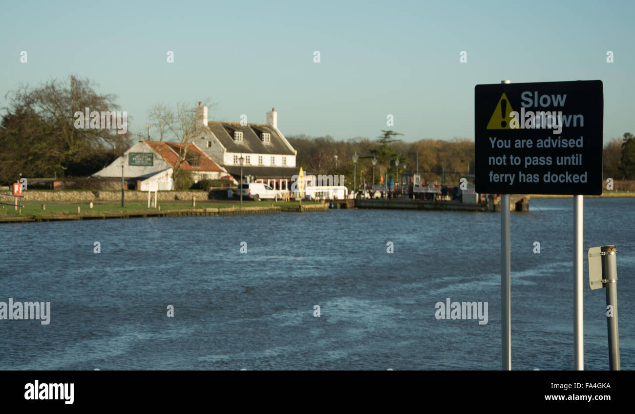 Reedham Fähre am Fluß Yare Stockfoto