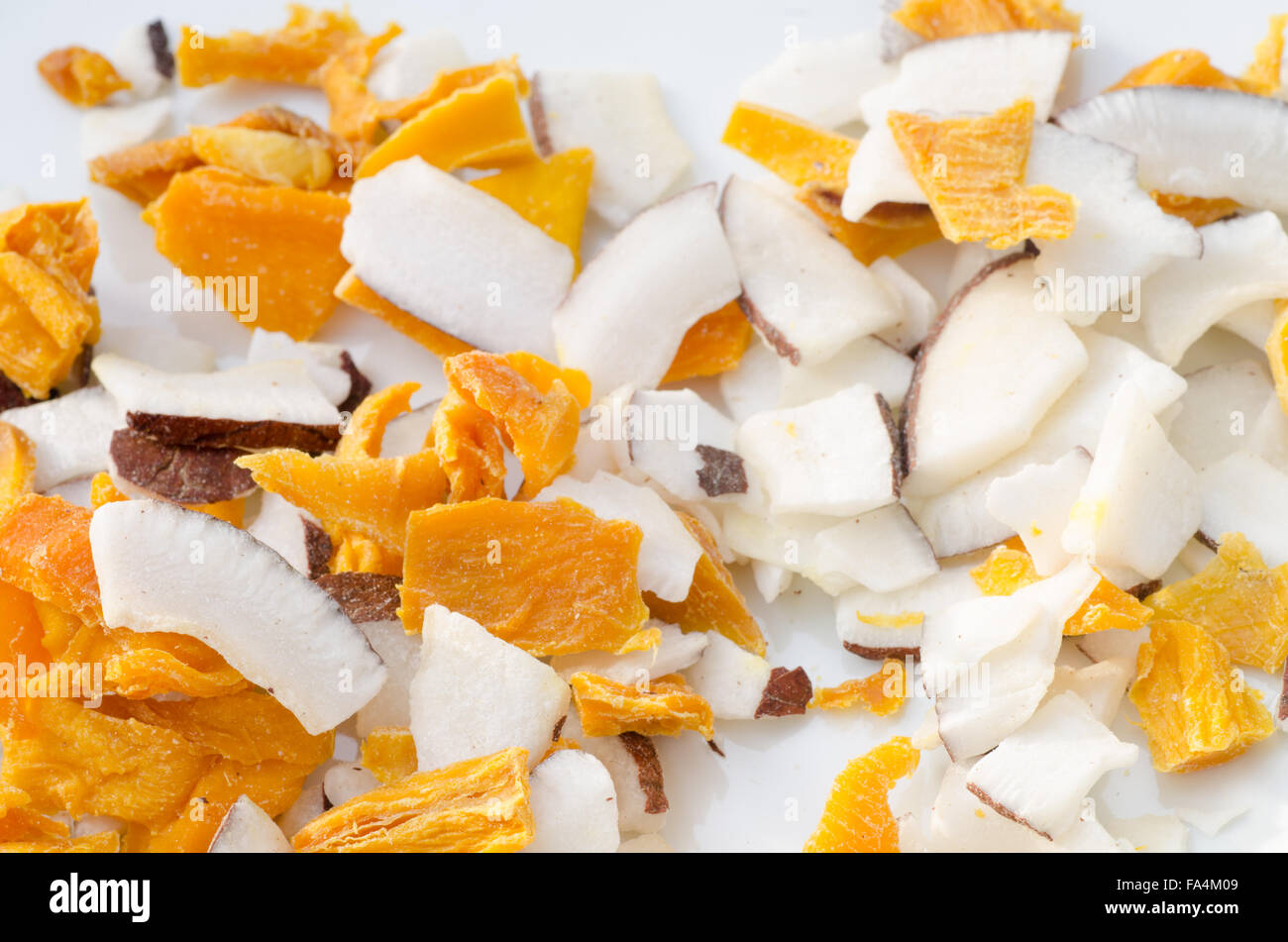 Getrocknete Kokosnuss und Mango-Frucht Stockfoto