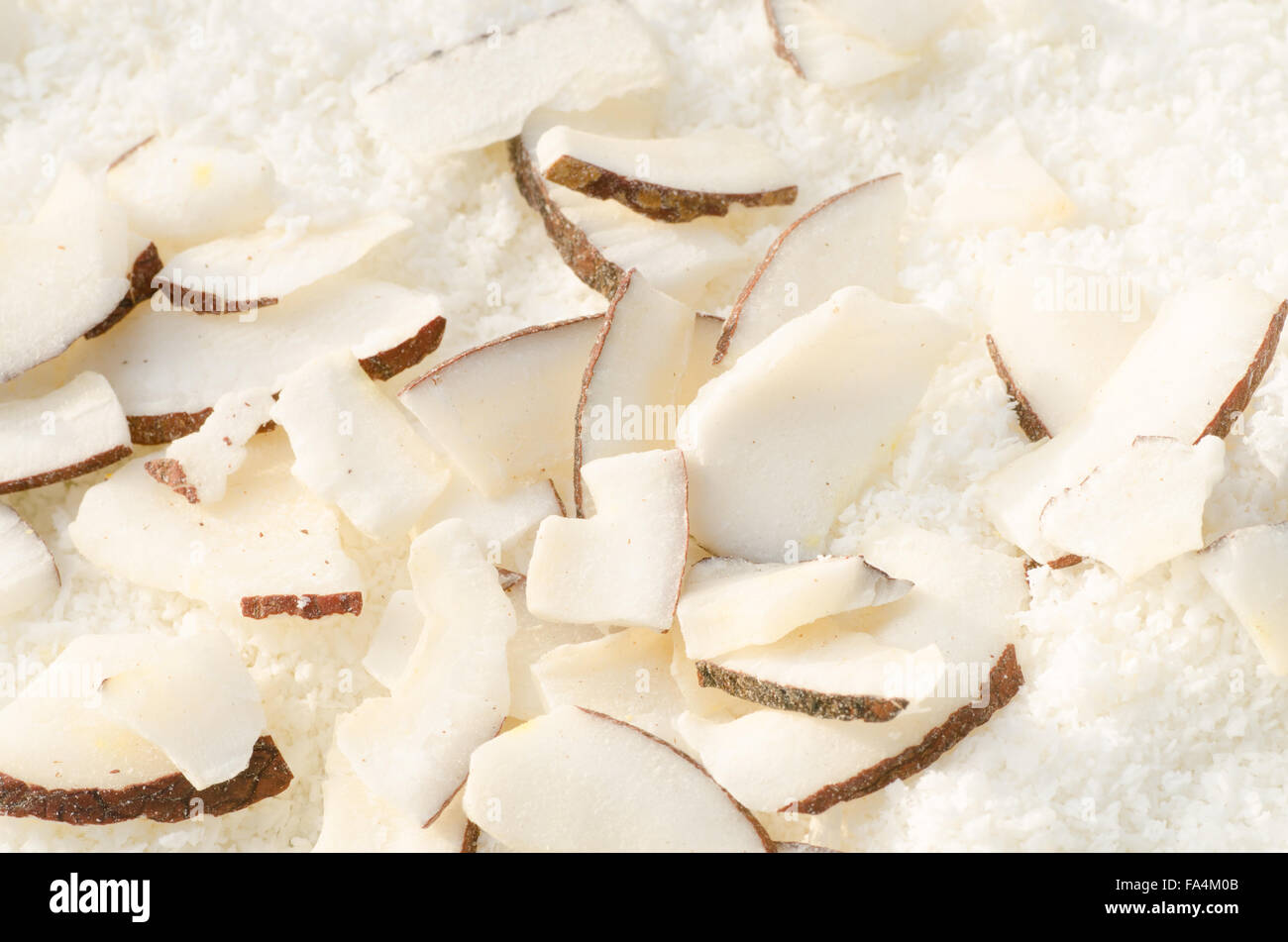 Closeup, getrocknete Kokosraspeln Stockfoto