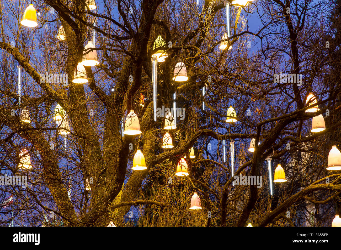 Weihnachten Dekoration, Weihnachtsmarkt, Rathausplatz, Rathausplatz, Wien, Österreich Stockfoto