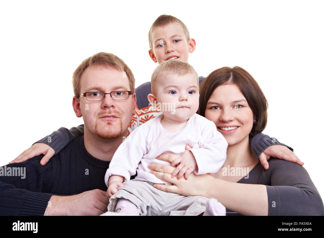 Porträt von zwei Eltern mit Sohn und ein baby Stockfoto