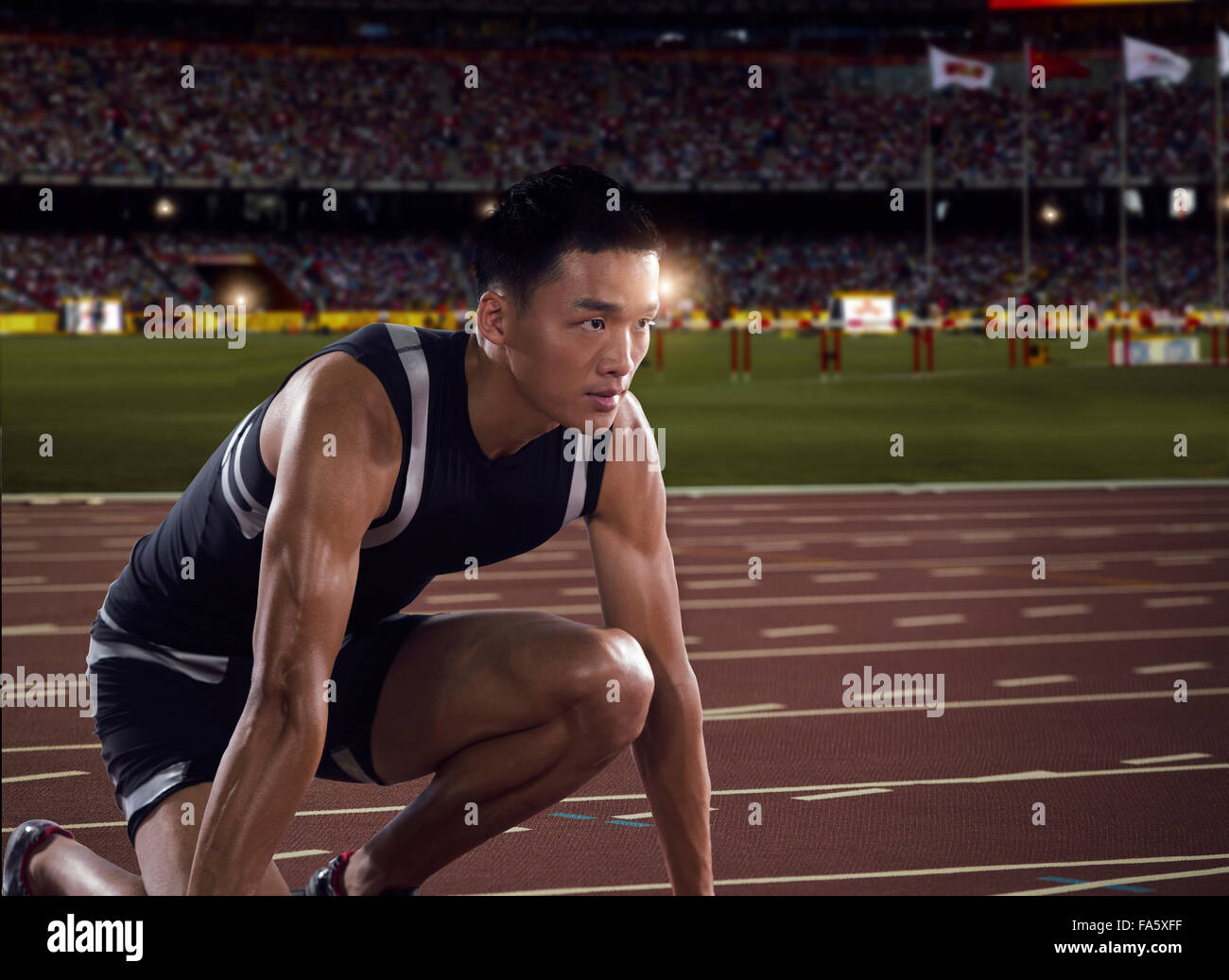Leichtathleten im Feld Stockfoto