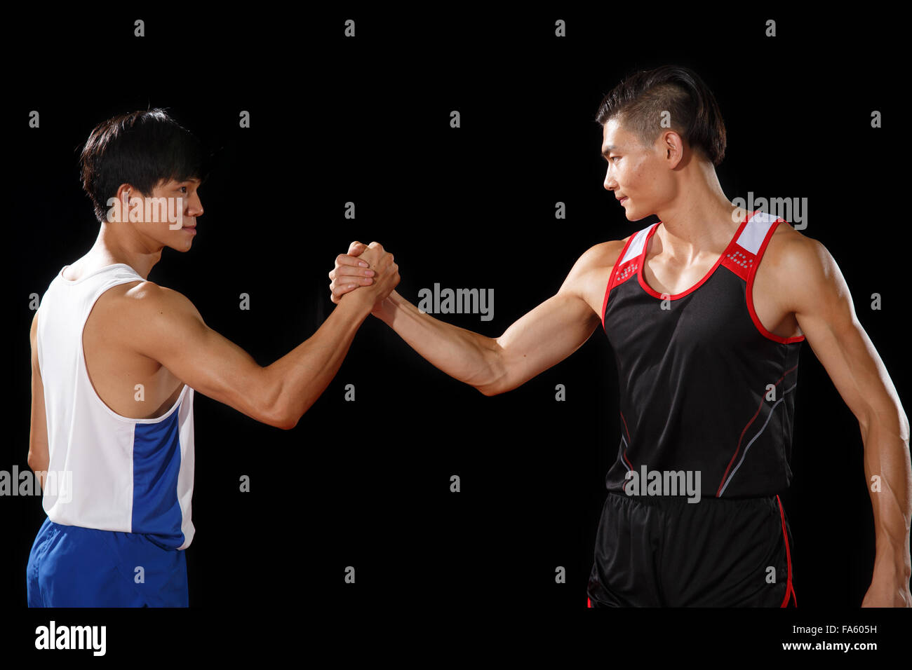 Zwei Leichtathleten im Handgelenk Stockfoto