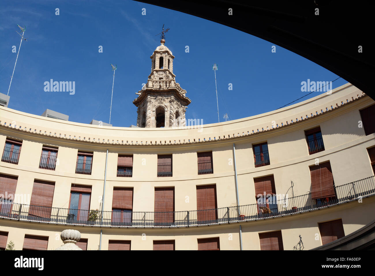 Der Runde Platz oder Plaza Redonda im Stadtzentrum von Valencia, Spanien Stockfoto