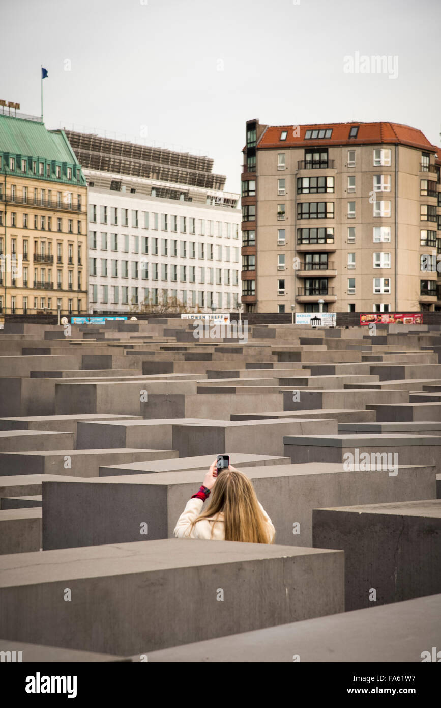 Denkmal für die ermordeten Juden von Europa Berlin Holocaust-Mahnmal für Deutschland Bereich der Stelen Stockfoto