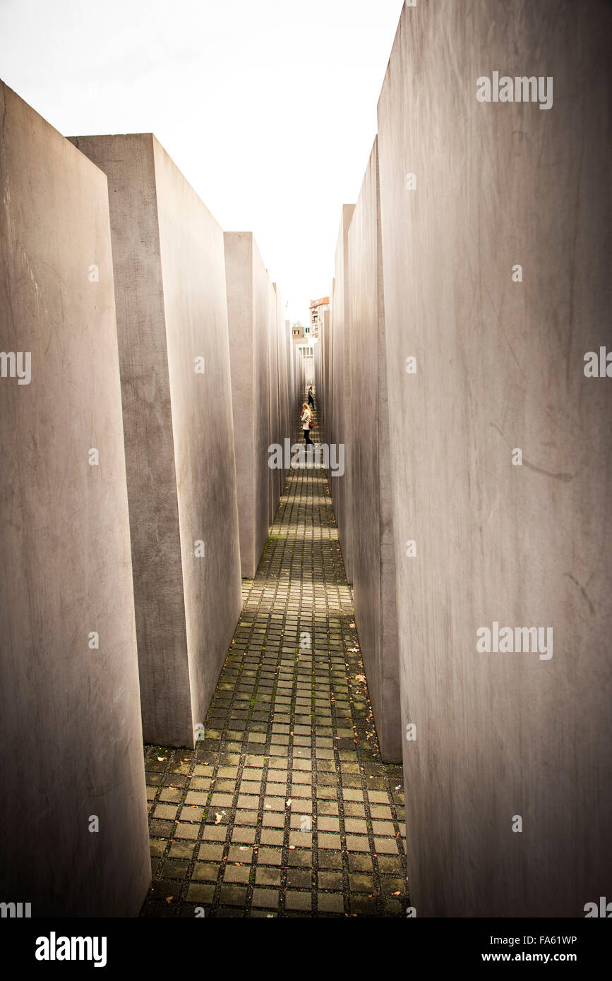 Denkmal für die ermordeten Juden von Europa Berlin Holocaust-Mahnmal für Deutschland Bereich der Stelen Stockfoto