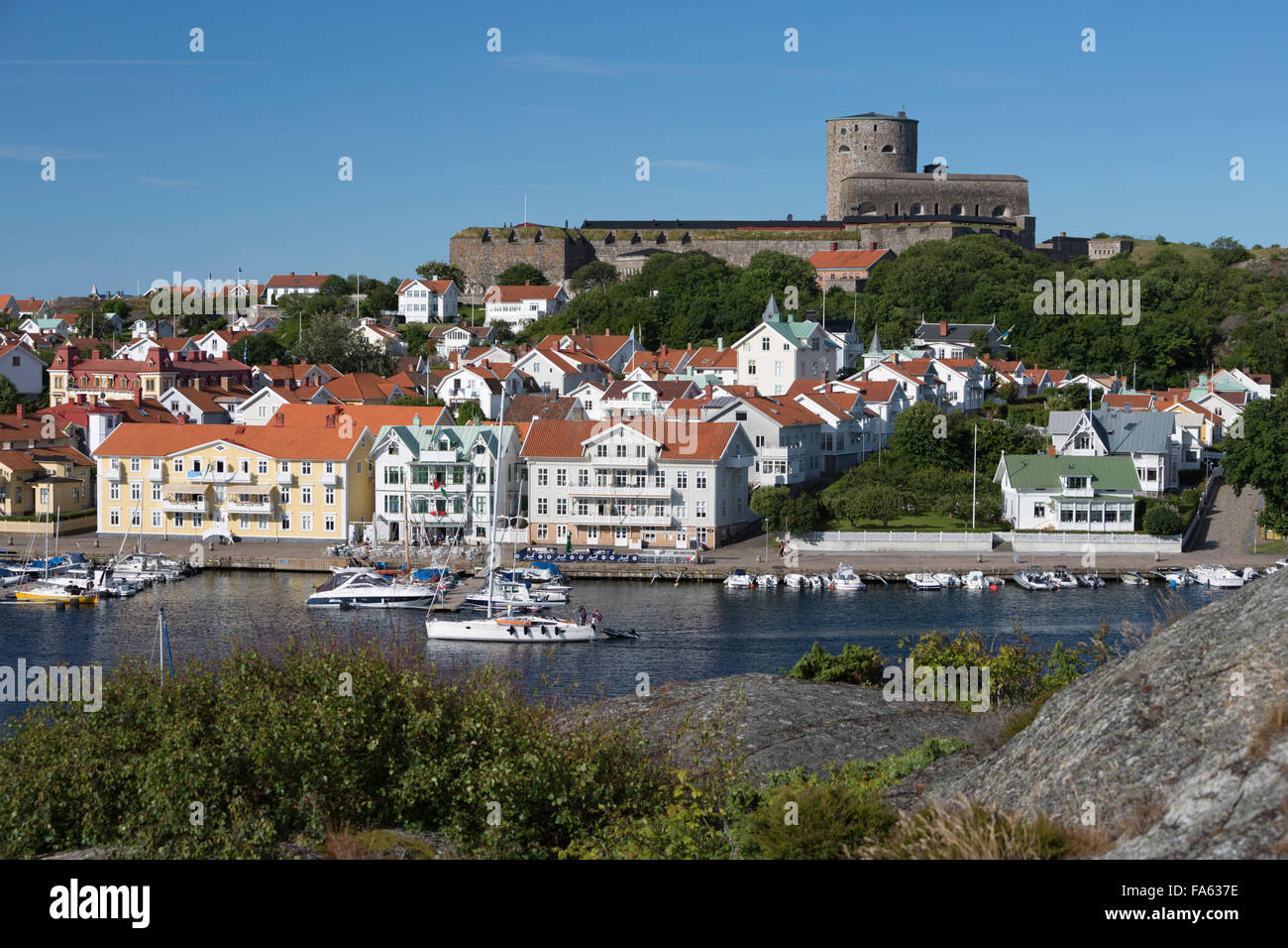 Carlstens Festung (Carlstens Fastning) und Hafen, Marstrand, Bohuslan Küste, Süd-West Schweden, Schweden, Europa Stockfoto