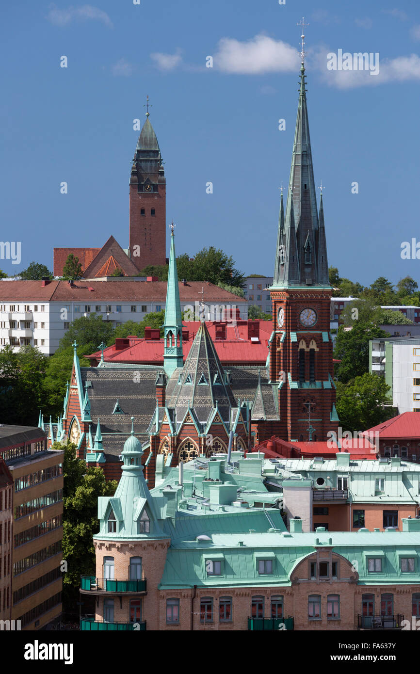 Blick über die Dächer von Skansen Kronan, Göteborg, West Gottland, Schweden, Europa Stockfoto