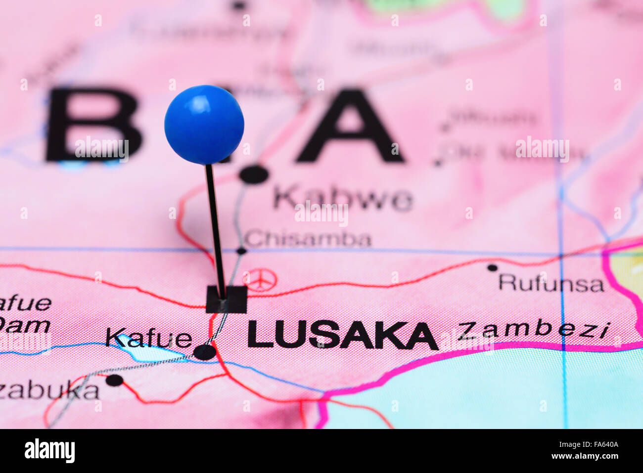 Lusaka, fixiert auf einer Karte von Afrika Stockfotografie - Alamy