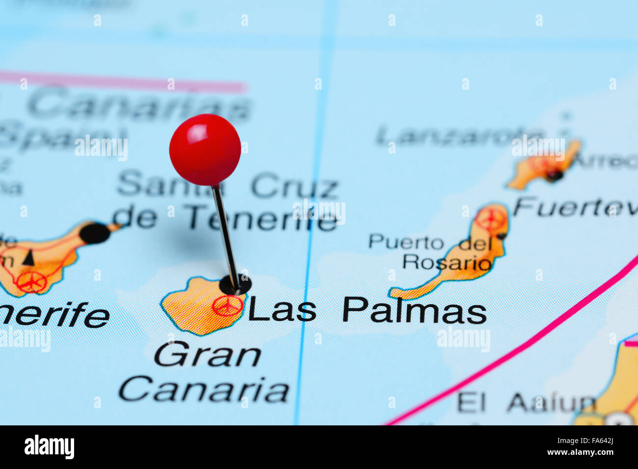 Las Palmas, fixiert auf einer Karte von Afrika Stockfoto