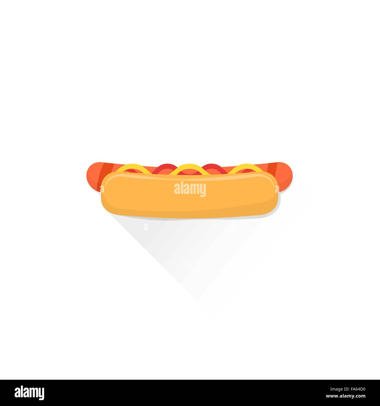 Vektor-Fast-Food-Hot-Dog mit gegrillten Würstchen Senf Tomatenketchup flache design isolierte Abbildung auf weißem Hintergrund mit Stock Vektor