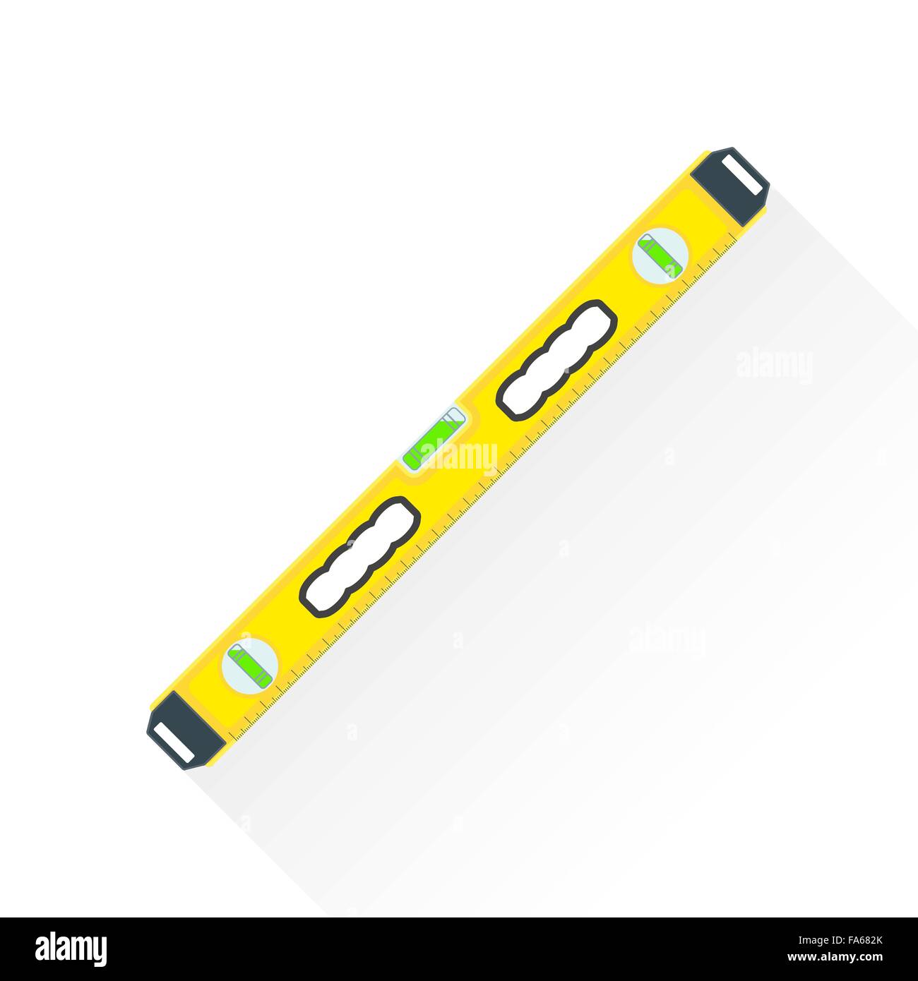 Vektor-gelbe Farbe flaches Design umgestalten Hausbau messen Ebene Abbildung isoliert weißen Hintergrund lange Schatten Stock Vektor