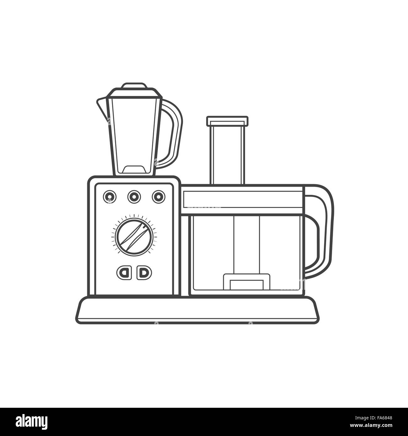 monochrome Kontur Küche Küchenmaschine isoliert schwarzen Umriss Vektorgrafik auf weißem Hintergrund Stock Vektor