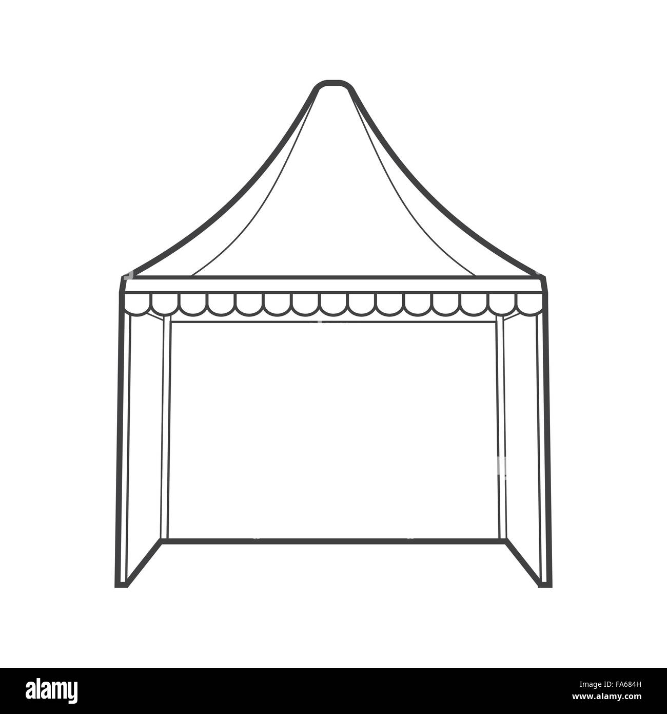 Vektor monochrome Kontur Kuppel Faltung Event Zelt Festzelt isoliert schwarzen Umriss Abbildung auf weißem Hintergrund Stock Vektor