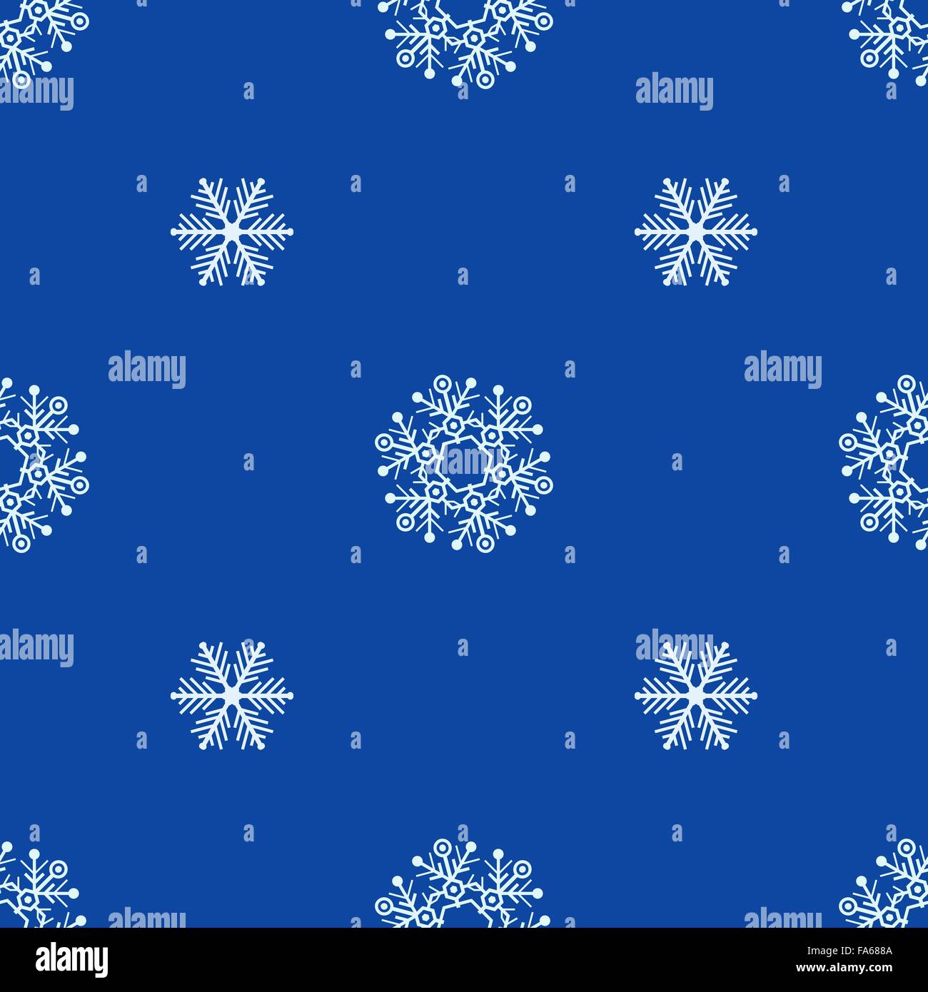 Vektor-farbige flache Bauweise Neujahr Weihnachten weiße Cyan Schneeflocken nahtlose Muster auf blauem Hintergrund Stock Vektor