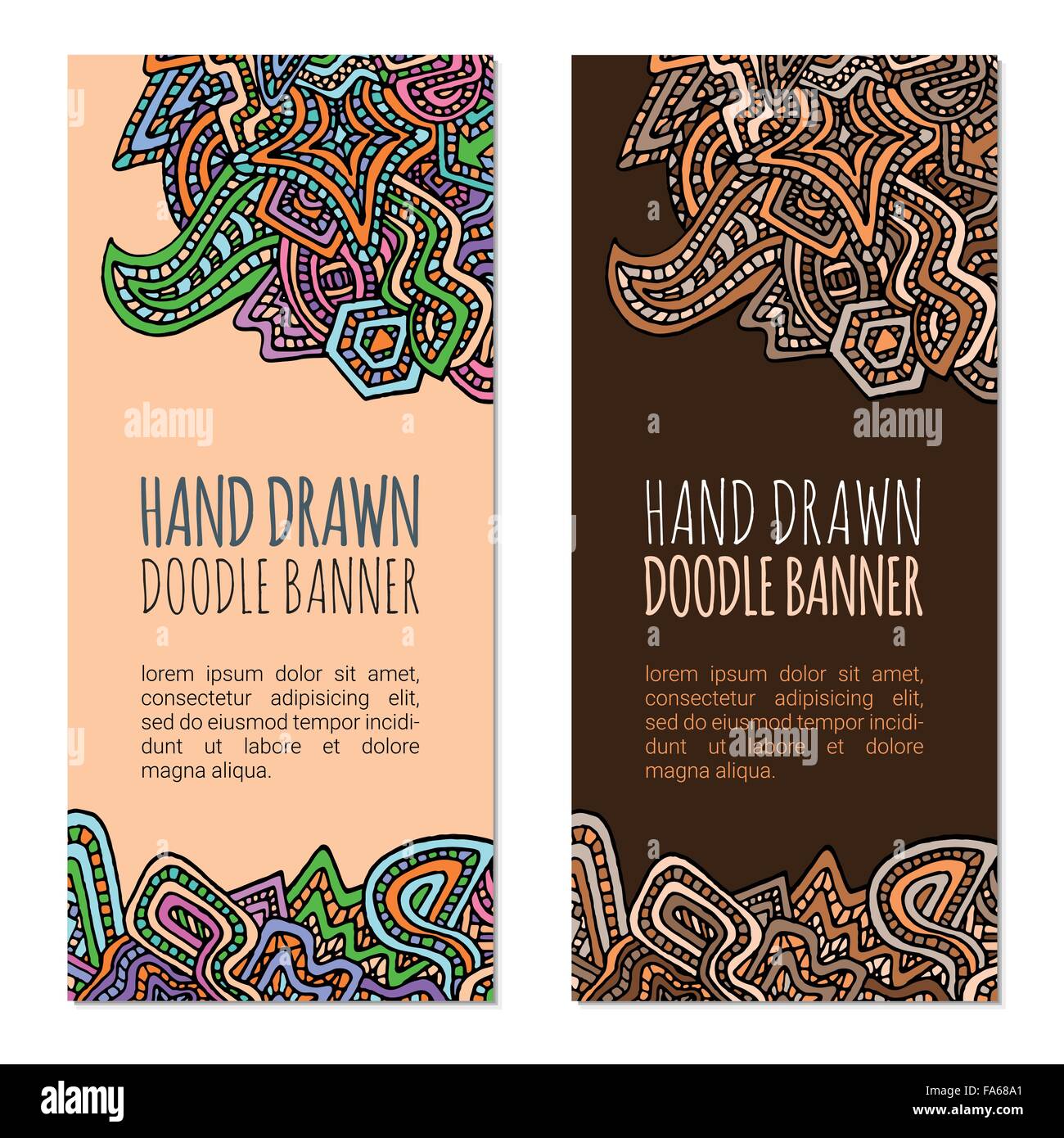 Vektor farbige Licht und dunkel abstrakte Doodle Design vertikale Banner Vorlagen isoliert auf weißem Hintergrund Stock Vektor