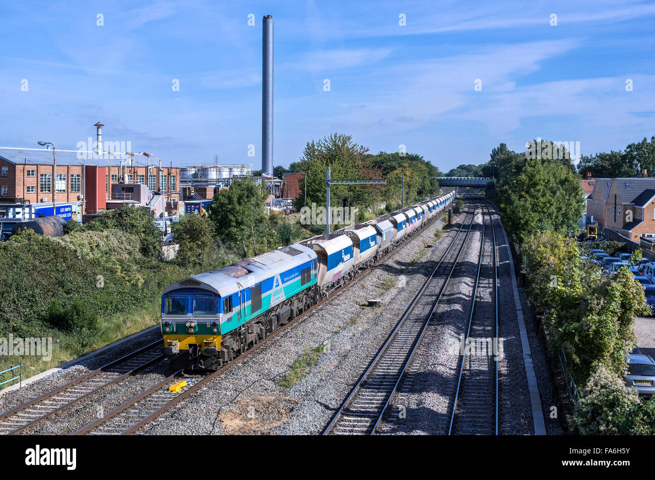 Aggregate Industries 59005 leitet 6V18 11:20 Allington A.R.C Sdg. Whatley Steinbruch durch Slough am 29. September 2015. Stockfoto