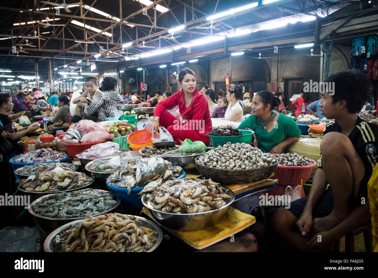 Fisch zum Verkauf in alten Markt Siem Reap Kambodscha Stockfoto