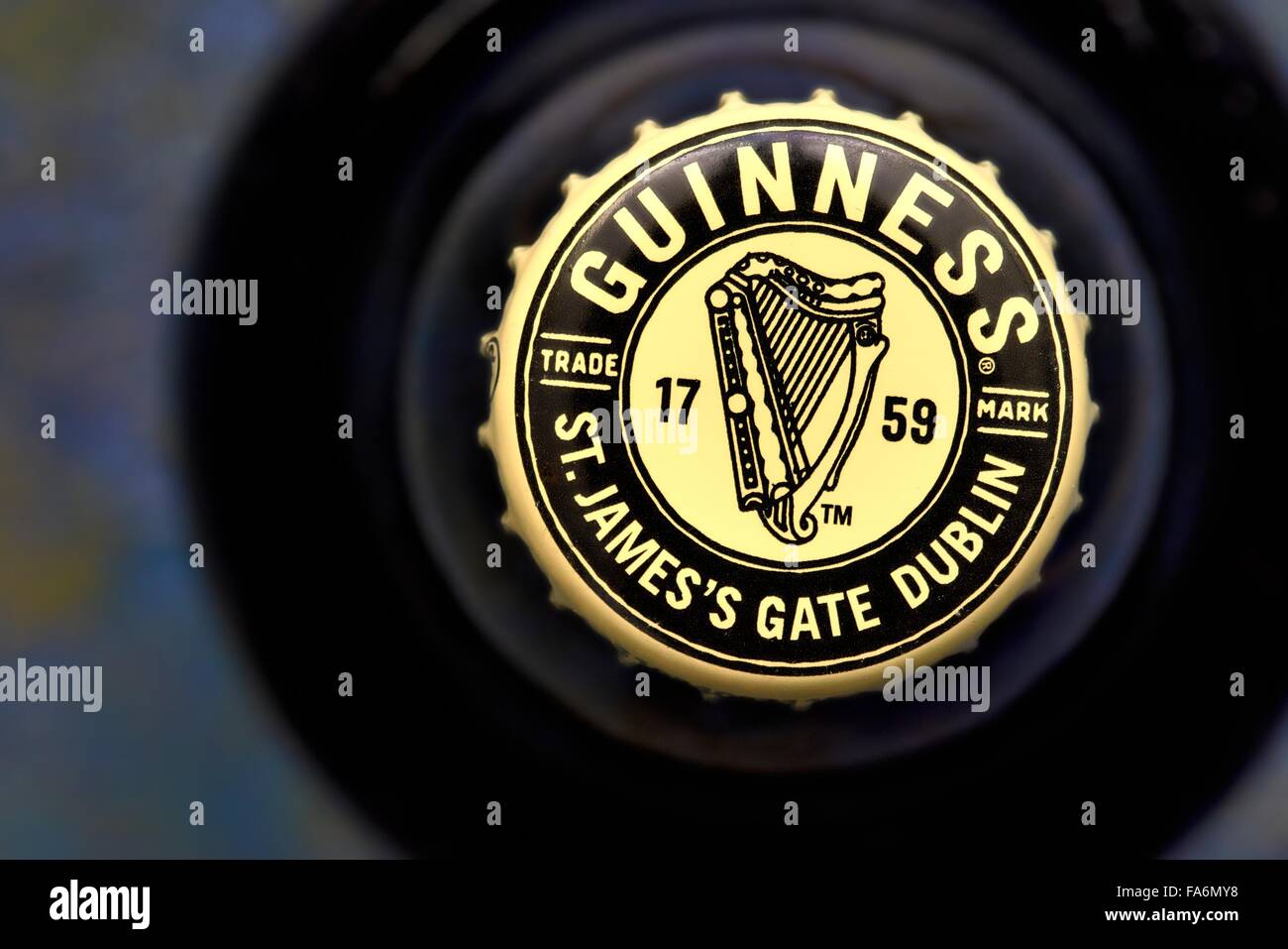Ein Guinness-Flaschenverschluss Stockfoto