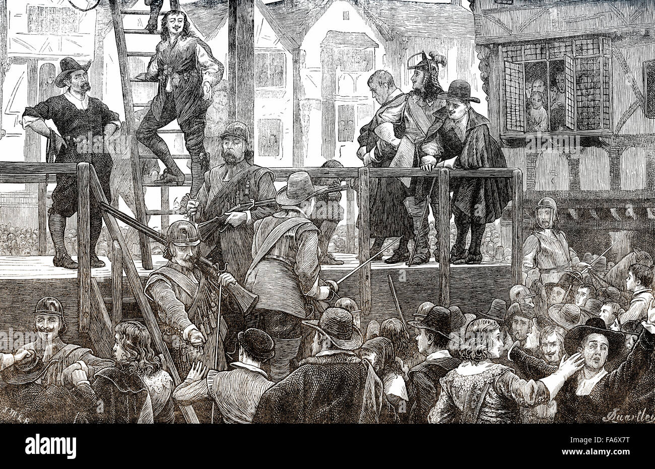 1643 Hinrichtungen von Richard Challoner und Nathaniel Tomkins, Wallers Plot, London Stockfoto