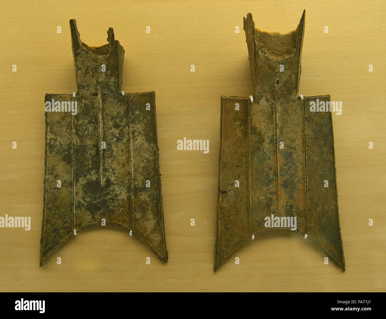 Quadratische Schulter Spaten Münze aus der Staat Zhou. c. 650-400 V.Chr. Shanghai Museum. Stockfoto
