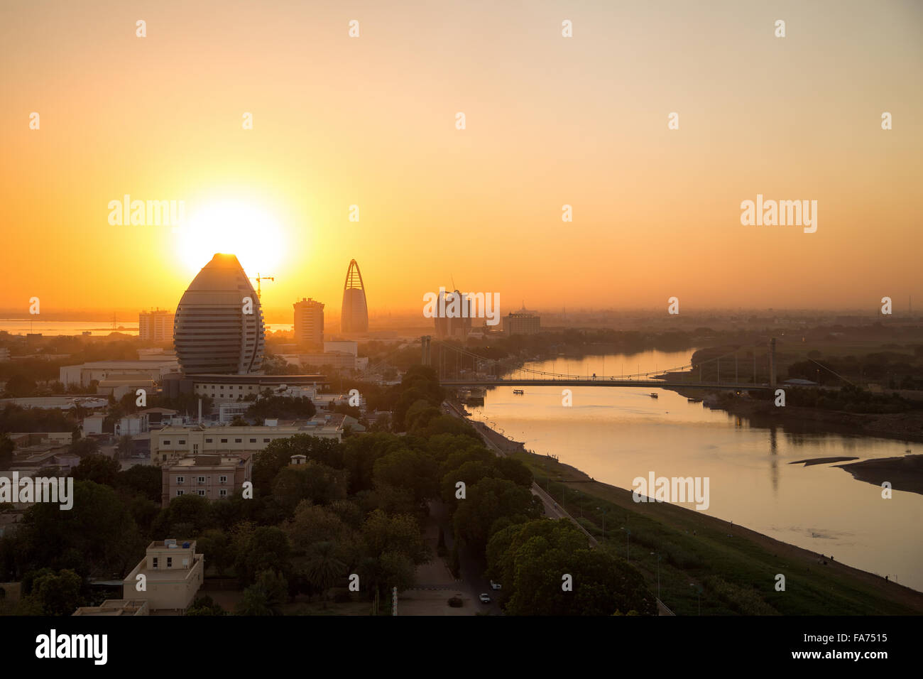 Ein Sonnenuntergang Blick auf den Nil in Khartum, Sudan Stockfoto