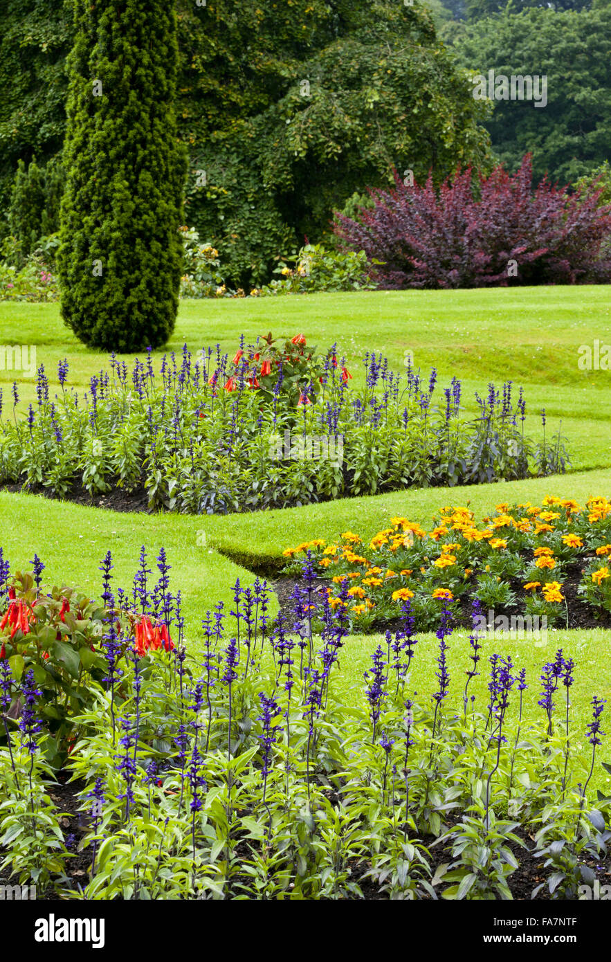 Blick über die Terrasse der Orangerie im Lyme Park in Cheshire. Stockfoto