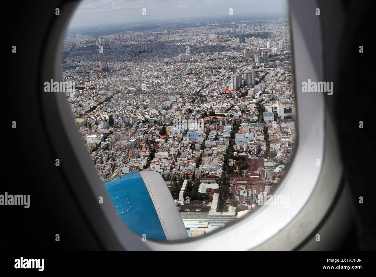 zeigen Sie Antenne Ho Chi Minh Stadt, Vietnam aus Flugzeug an Stockfoto