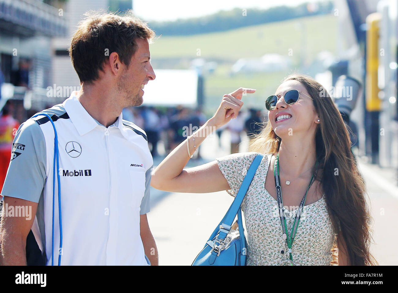 Motorsport: FIA Formel 1 Weltmeisterschaft 2014, Grand Prix von Ungarn, #22 Jenson Button (GBR, McLaren-Mercedes) und seine Freundin Jessica Michibata Stockfoto