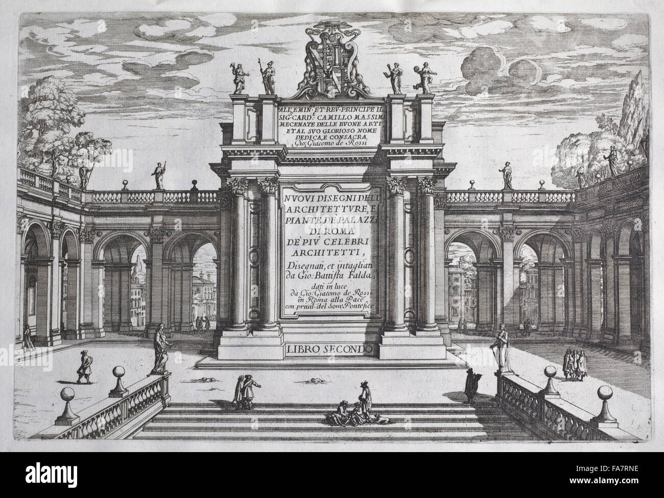 Pietro Ferrerio "Palazzi di Roma" (Rom: 1655), Teil der Bibliothek an Tatton Park, Cheshire. Stockfoto