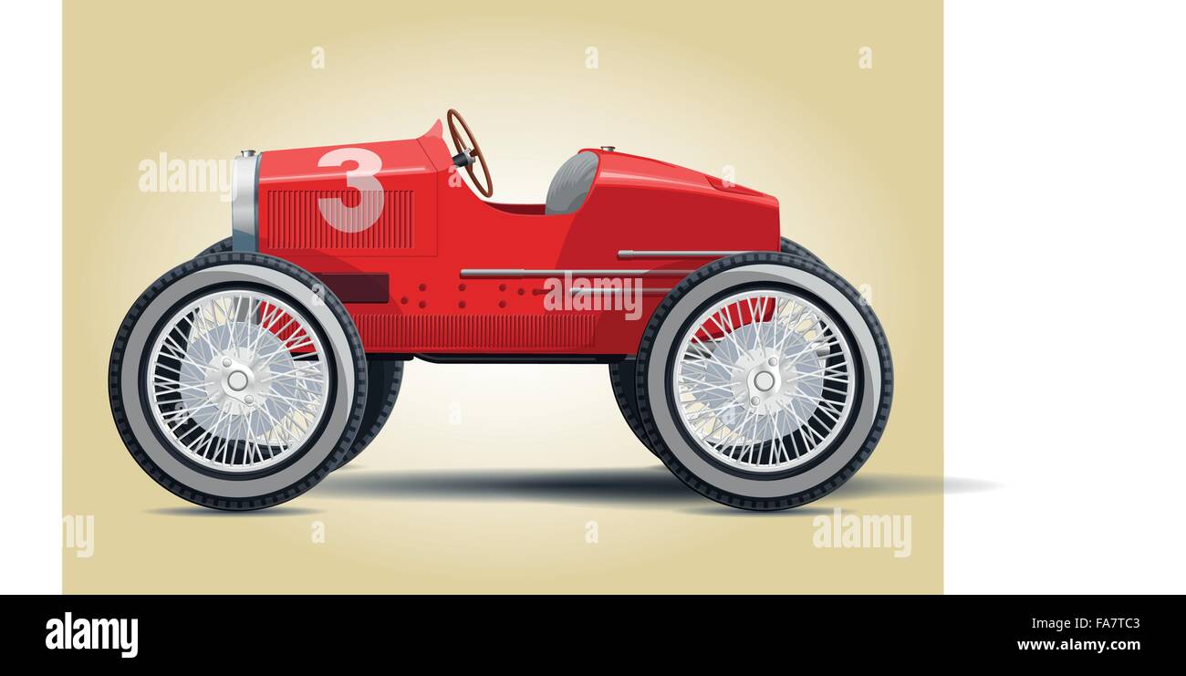 Rote Retro-lustige Rennen Auto Bugatti für Honoratioren – lustige fiktiven schöne Limousine Limousine isoliert master Vektor illustration Stock Vektor