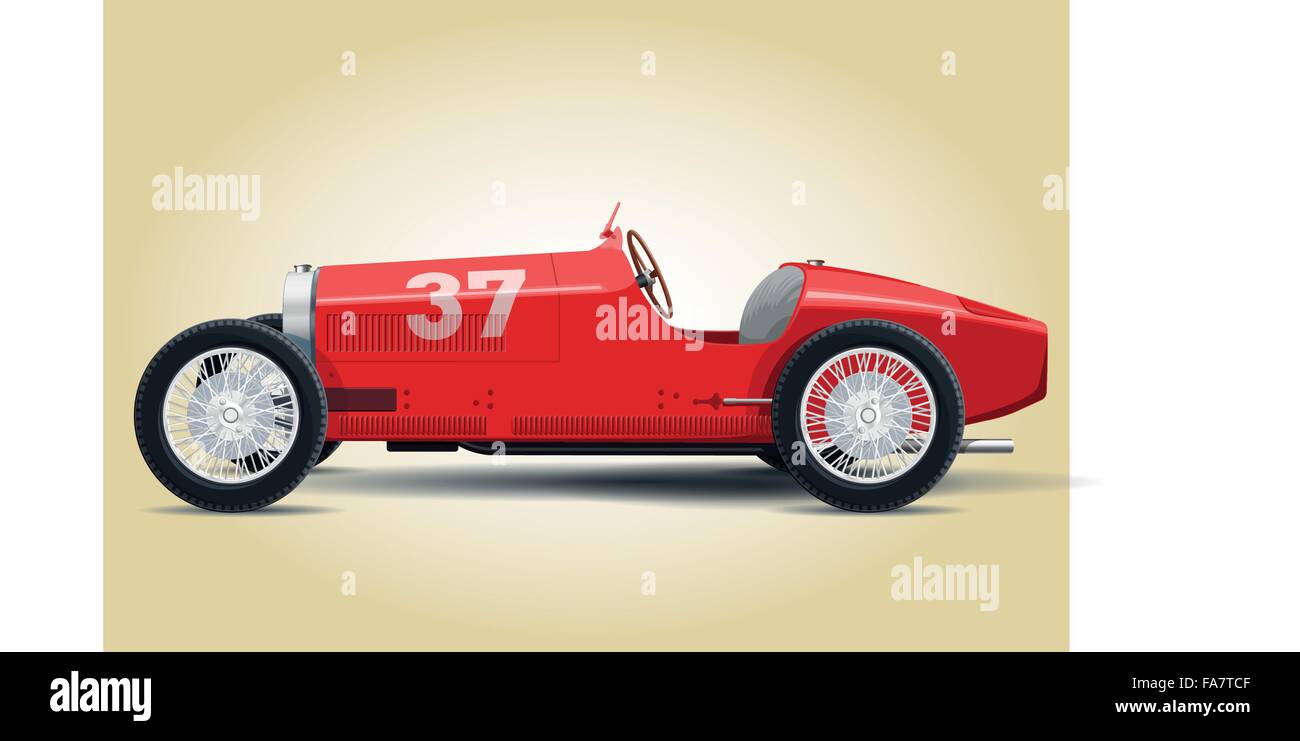 Rote Retro-klassischen Rennen Auto Bugatti für Honoratioren – lustige fiktiven schöne Limousine Limousine isoliert master Vektor illustration Stock Vektor