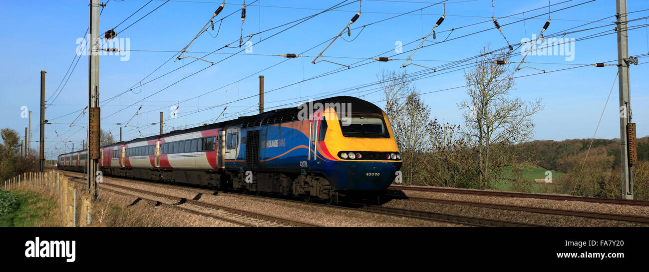 43076 East Midlands Trains Betriebsgesellschaft, Klasse 43 High Speed Diesel Train, East Coast Main Line Railway, Peterborough, Stockfoto