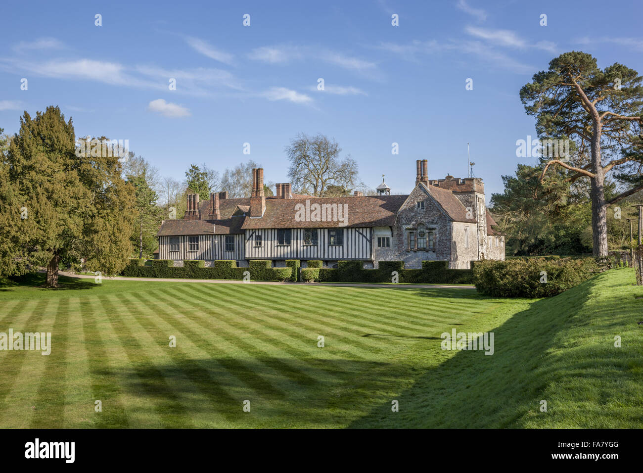 Der Nordflügel an Ightham Mote, Kent Stockfoto