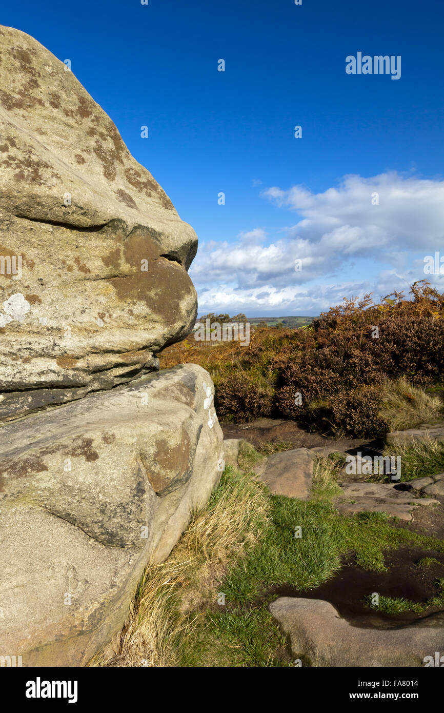 Rock on Stanton Moor Edge in White Peak Derbyshire Stockfoto